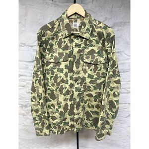 FLINT AND TINDER Fatigue Jacket Shirt Green Frog Suit Camouflage Camo Canvas S